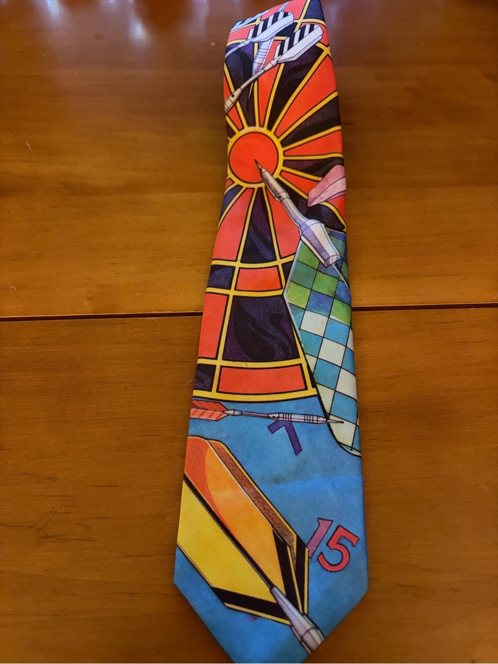 VTG 1991 Ralph Marlin Blue Tie with Dartboard & Darts Motif